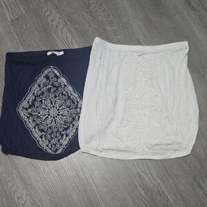Maurices Navy and White Embroidered Camisoles